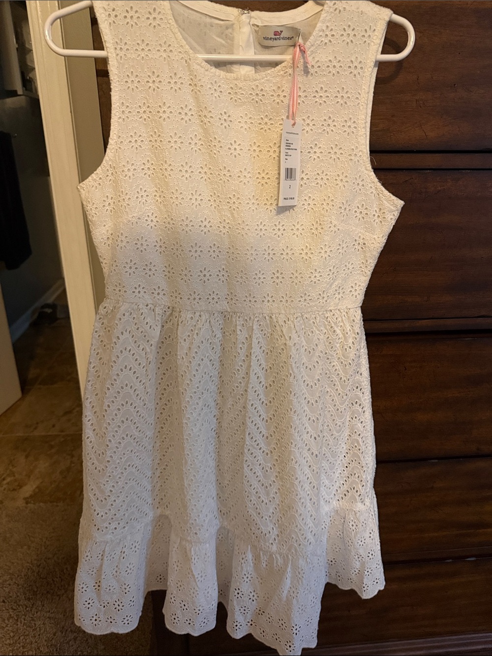 Vineyard Vines White Eyelet Sleeveless Fit-and-Flare Dress